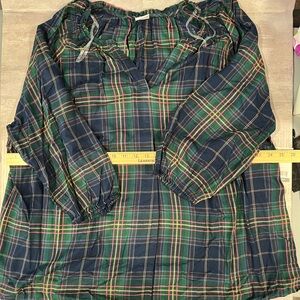 Croft & Barrow Tartan Blouse - Navy and Forest Green